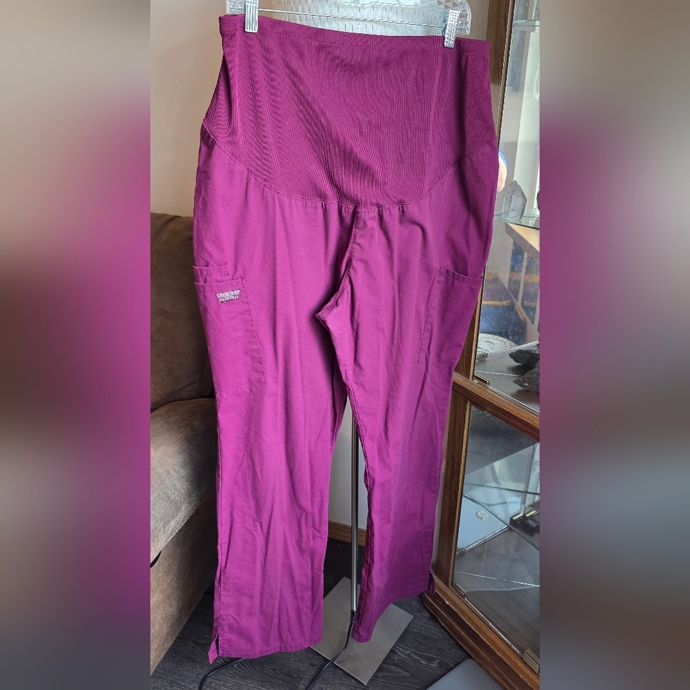 Cherokee Maroon Maternity Scrub Pants
